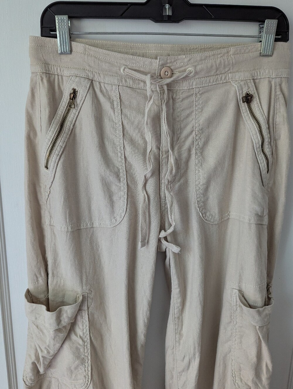 American Eagle Dreamy Drape Baggy Wide Leg Pants Linen Blend Gorpcore 4 Short - Picture 3 of 9